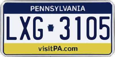 PA license plate LXG3105