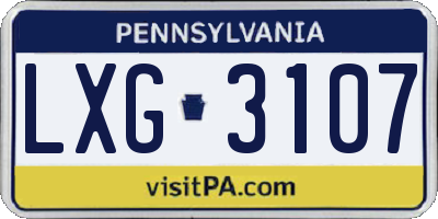 PA license plate LXG3107