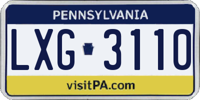 PA license plate LXG3110