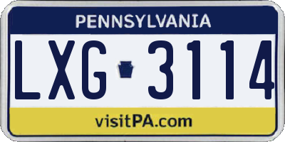 PA license plate LXG3114