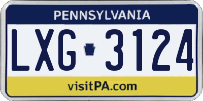 PA license plate LXG3124