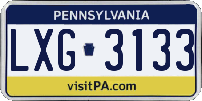 PA license plate LXG3133