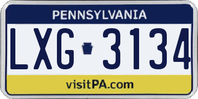 PA license plate LXG3134