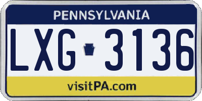 PA license plate LXG3136