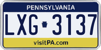 PA license plate LXG3137