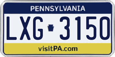 PA license plate LXG3150