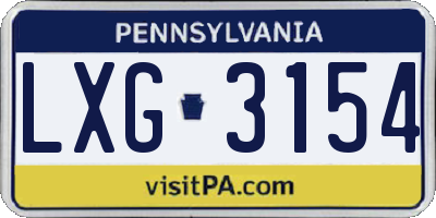 PA license plate LXG3154