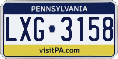 PA license plate LXG3158