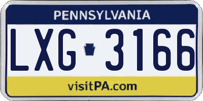 PA license plate LXG3166