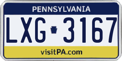 PA license plate LXG3167