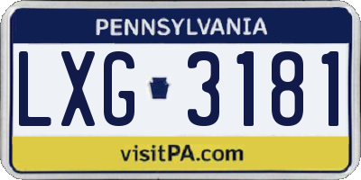 PA license plate LXG3181