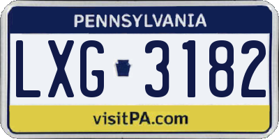 PA license plate LXG3182