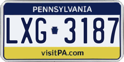 PA license plate LXG3187