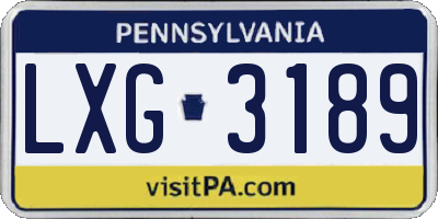 PA license plate LXG3189