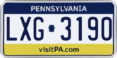 PA license plate LXG3190