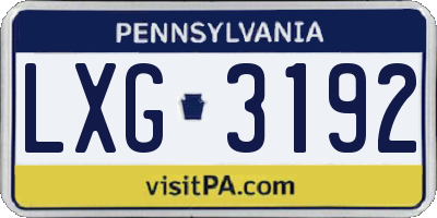PA license plate LXG3192