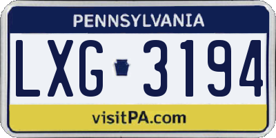 PA license plate LXG3194