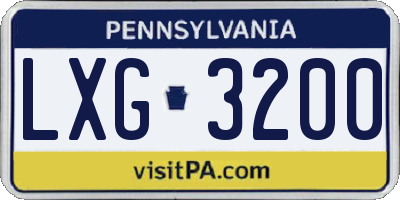 PA license plate LXG3200