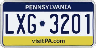 PA license plate LXG3201