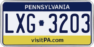 PA license plate LXG3203