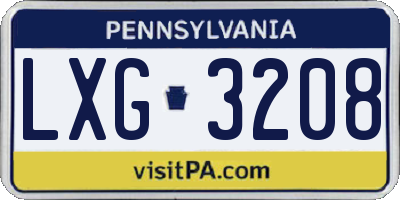 PA license plate LXG3208