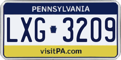 PA license plate LXG3209