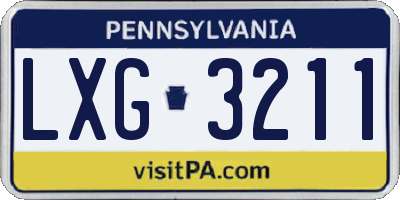 PA license plate LXG3211