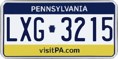 PA license plate LXG3215