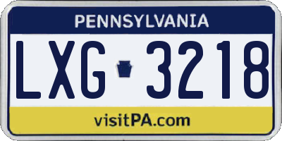 PA license plate LXG3218