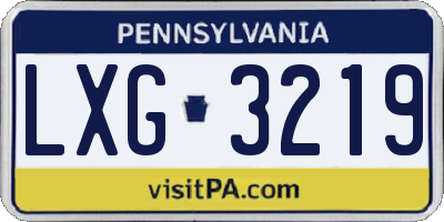 PA license plate LXG3219