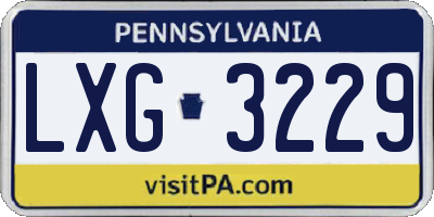 PA license plate LXG3229