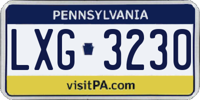 PA license plate LXG3230