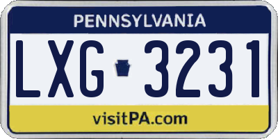 PA license plate LXG3231