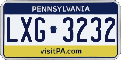 PA license plate LXG3232