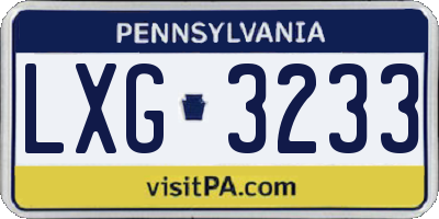 PA license plate LXG3233