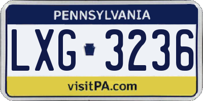 PA license plate LXG3236