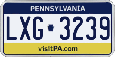 PA license plate LXG3239