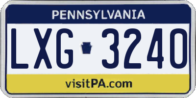 PA license plate LXG3240