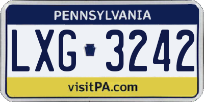 PA license plate LXG3242