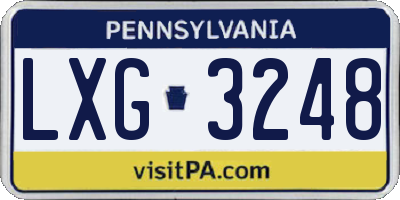 PA license plate LXG3248