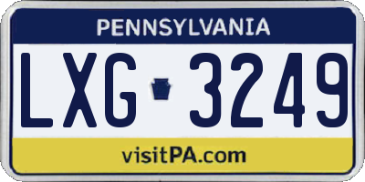 PA license plate LXG3249