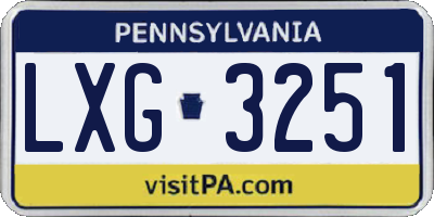 PA license plate LXG3251