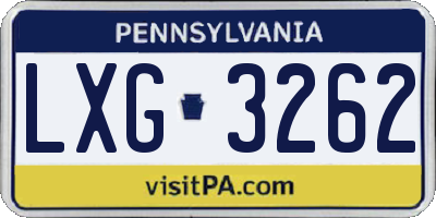 PA license plate LXG3262