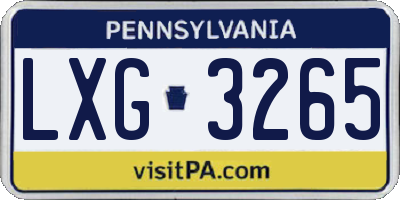 PA license plate LXG3265