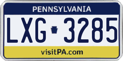 PA license plate LXG3285