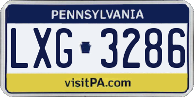 PA license plate LXG3286