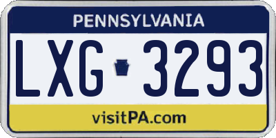 PA license plate LXG3293