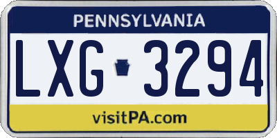 PA license plate LXG3294