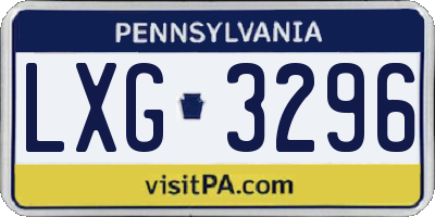 PA license plate LXG3296