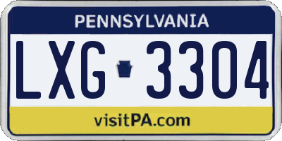 PA license plate LXG3304